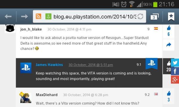 Resogun: annunciata la versione PlayStation Vita