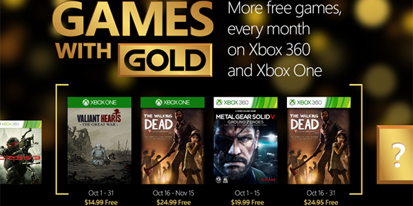 Games with Gold – Svelati ufficialmente i giochi gratuiti di ottobre su Xbox One e Xbox 360