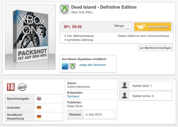 Dead Island – La Definitive Edition compare nuovamente online