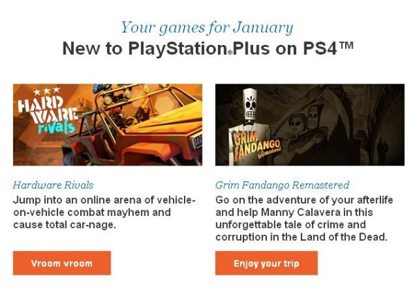 PlayStation Plus – Grim Fandango Remastered e Hardware Rivals gratis a gennaio 2016 su PS4?